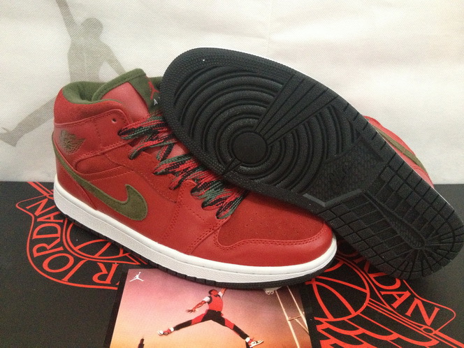 Air Jordan 1 Men Shoes Red/Olivedrab Online